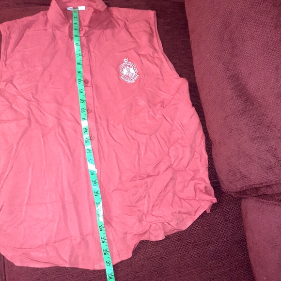 DELTA SIGMA THETA Red Sleeveless Button Up Collared Size XL Shirt SORORITY - Picture 10 of 11